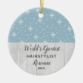 's Werelds grootste Haarstylist Snowflakes Geperso Keramisch Ornament (Voorkant)