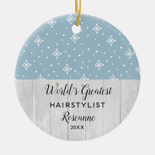 's Werelds grootste Haarstylist Snowflakes Geperso Keramisch Ornament (Voorkant)