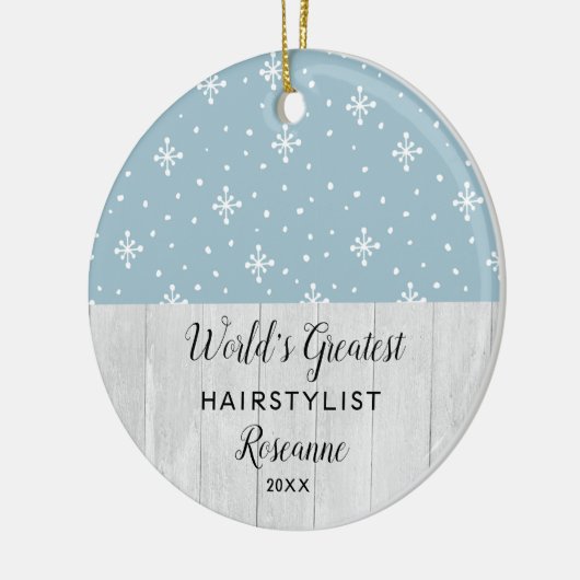 's Werelds grootste Haarstylist Snowflakes Geperso Keramisch Ornament (Links)