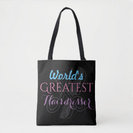 's Werelds grootste hairdresser-naam past zwart aa Tote Bag