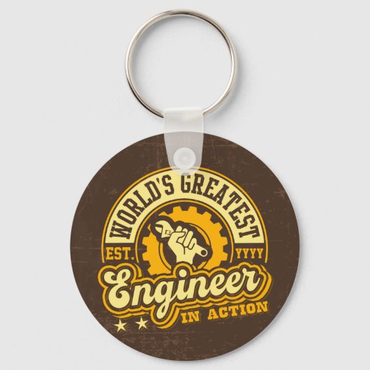 's Werelds grootste ingenieur (EST. JAAR) Sleutelhanger (Voorkant)