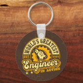 's Werelds grootste ingenieur (EST. JAAR) Sleutelhanger (Voorkant)