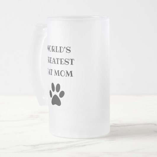 's Werelds grootste kat mam aangepaste tekst op ma Matglas Bierpul (Voorkant links)