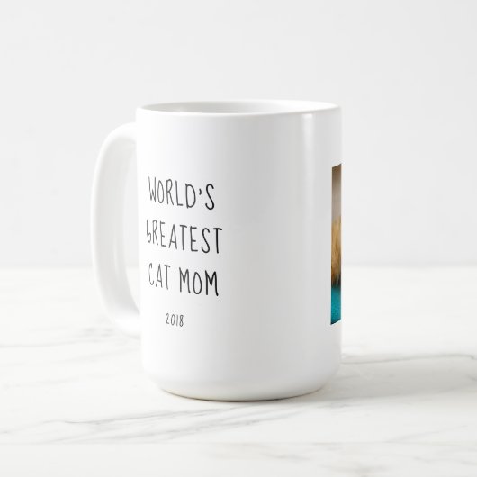 's Werelds grootste kat mam - kerstfoto Koffiemok (Voorkant links)