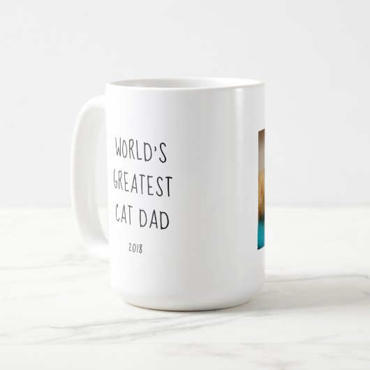 's Werelds grootste kat papa - foto, naam en jaar Koffiemok (Voorkant links)