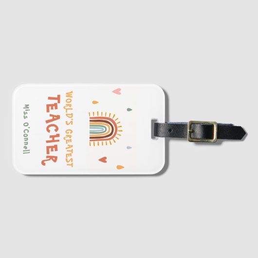 's Werelds grootste leraar cadeau Boho regenboog Bagagelabel (Voorkant (horizontaal))