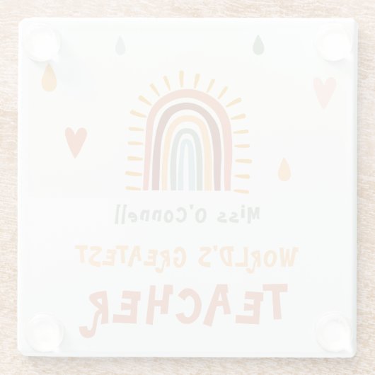 's Werelds grootste leraar cadeau Boho regenboog Glazen Onderzetter (Achterkant)