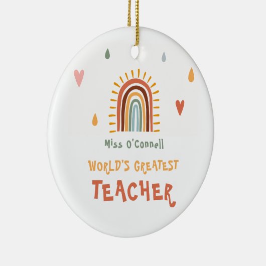 's Werelds grootste leraar cadeau Boho regenboog Keramisch Ornament (Rechts)