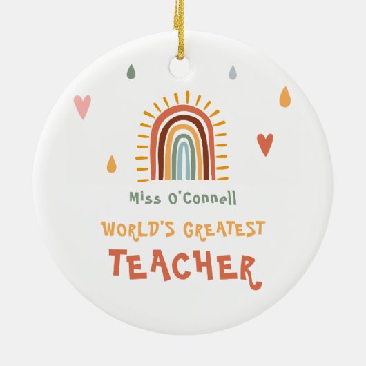's Werelds grootste leraar cadeau Boho regenboog Keramisch Ornament (Achterkant)