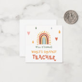 's Werelds grootste leraar cadeau Boho regenboog Notitiekaartje (Voorkant / Achterkant in situ)