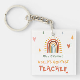 's Werelds grootste leraar cadeau Boho regenboog Sleutelhanger