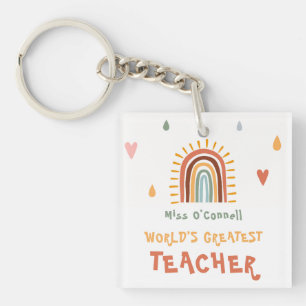's Werelds grootste leraar cadeau Boho regenboog Sleutelhanger