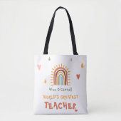 's Werelds grootste leraar cadeau Boho regenboog Tote Bag (Voorkant)