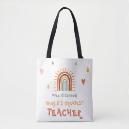 's Werelds grootste leraar cadeau Boho regenboog Tote Bag