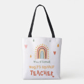 's Werelds grootste leraar cadeau Boho regenboog Tote Bag (Achterkant)