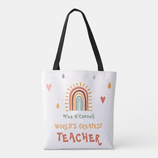 's Werelds grootste leraar cadeau Boho regenboog Tote Bag (Achterkant)