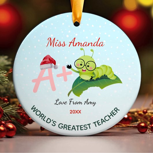 's Werelds grootste leraar kerst rups Keramisch Ornament