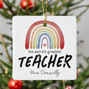 's Werelds grootste leraar regenboogkerst Keramisch Ornament