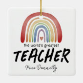 's Werelds grootste leraar regenboogkerst Keramisch Ornament (Achterkant)