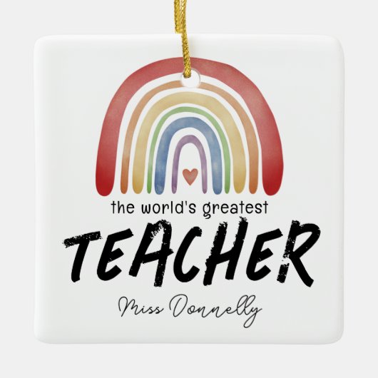 's Werelds grootste leraar regenboogkerst Keramisch Ornament (Voorkant)