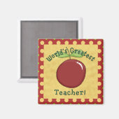 's Werelds grootste leraar rode appel en gele Stip Magneet (Voorkant / Achterkant)