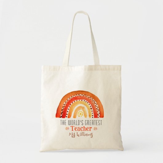 's Werelds grootste leraar waardering regenboog Tote Bag (Voorkant)