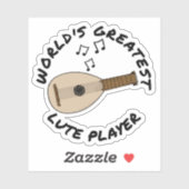 's Werelds grootste luitspeler Lutenist Grappig Sticker (Vel)