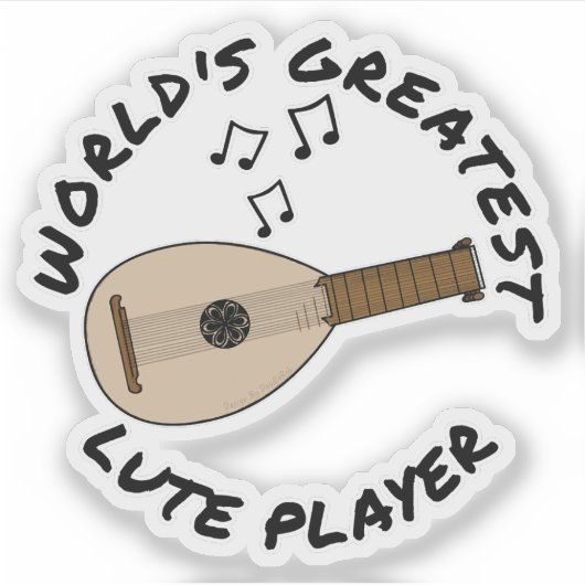 's Werelds grootste luitspeler Lutenist Grappig Sticker (Voorkant)