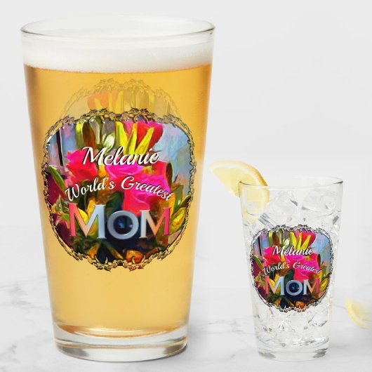 's Werelds grootste mam bloemen PM0001 Beer Glas