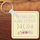 's Werelds grootste mam Geel en Floral Sleutelhanger (Voorkant)