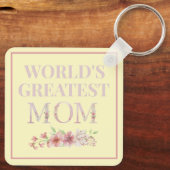 's Werelds grootste mam Geel en Floral Sleutelhanger (Achterkant)