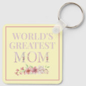 's Werelds grootste mam Geel en Floral Sleutelhanger (Achterkant)