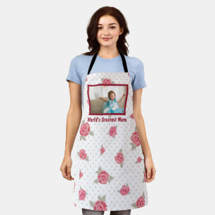's Werelds grootste mamma Floral Foto Adult Apron Schort