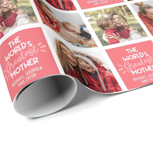 's Werelds grootste moeder fotocollage Cadeaupapier (Rol Hoek)