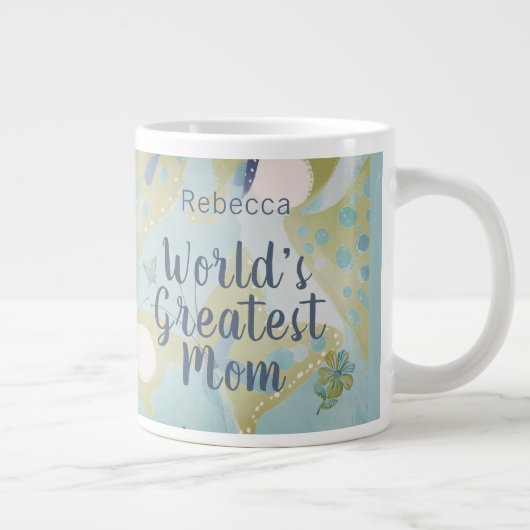 's Werelds Grootste Moeder Gemengde Media Bloemen Grote Koffiekop (Rechts)