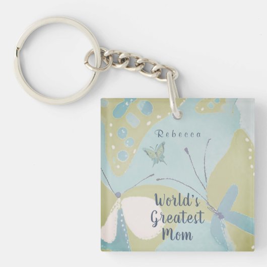 's Werelds Grootste Moeder Gemengde Media Bloemen Sleutelhanger (voorkant)