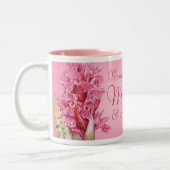 's Werelds grootste moeder & vriend roze orchidee  Tweekleurige Koffiemok (Links)