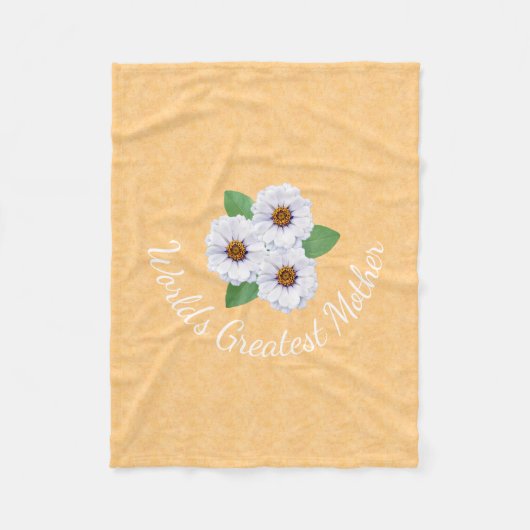 's Werelds grootste Moeder Witte Zinnia Bloemen Fleece Deken (Voorkant)