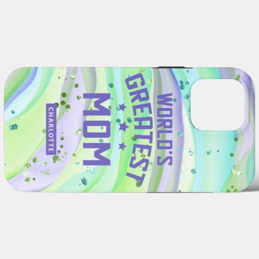 's Werelds grootste Moederdag Groene Glitter Case-Mate iPhone Case (Achterkant (horizontaal))