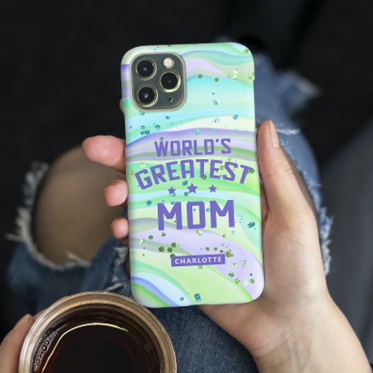 's Werelds grootste Moederdag Groene Glitter Case-Mate iPhone Case