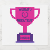 's Werelds grootste Moederdag mousserende wijnlabe Sparkling Wijnetiket (Enkel label)