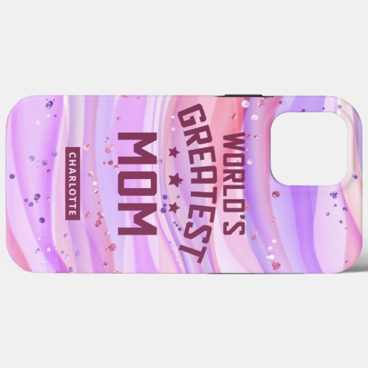 's Werelds grootste Moederdag Paarse glitter Case-Mate iPhone Case (Achterkant (horizontaal))