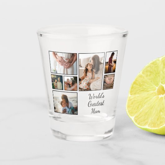 's Werelds grootste moederfamilie kind 7 Foto coll Shot Glas (Voorkant)