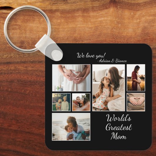 's Werelds grootste moederfamilie kind 7 Foto coll Sleutelhanger (Voorkant)