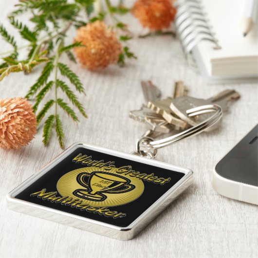 's Werelds grootste multi-titasker trofee-Sleutelh Sleutelhanger (Zijkant)