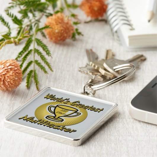 's Werelds grootste multi-titasker trofee-Sleutelh Sleutelhanger (Zijkant)