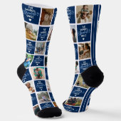 's Werelds grootste Oom Blue Photo Collage Socks Sokken (Gebogen)