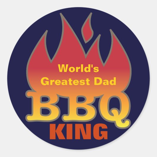 's Werelds grootste pap BBQ KING Ronde Sticker (Voorkant)