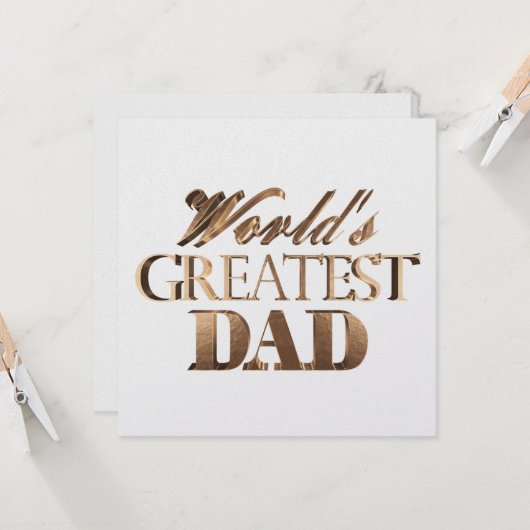 's Werelds grootste pap Elegant Text Gold Typograf Kaart (Voorkant / Achterkant in situ)