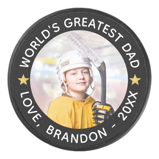 's Werelds grootste pap Foto personaliseerde je kl Hockey Puck (Voorkant)